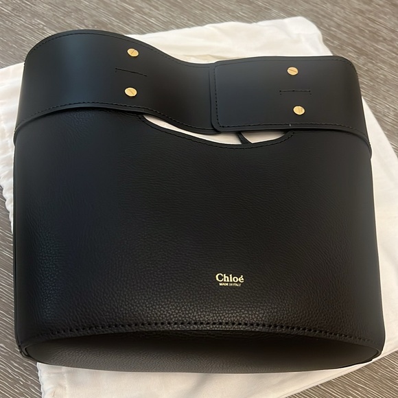 CHLOE Smooth Grained Calfskin Medium Aby Tote Black - Picture 9 of 12